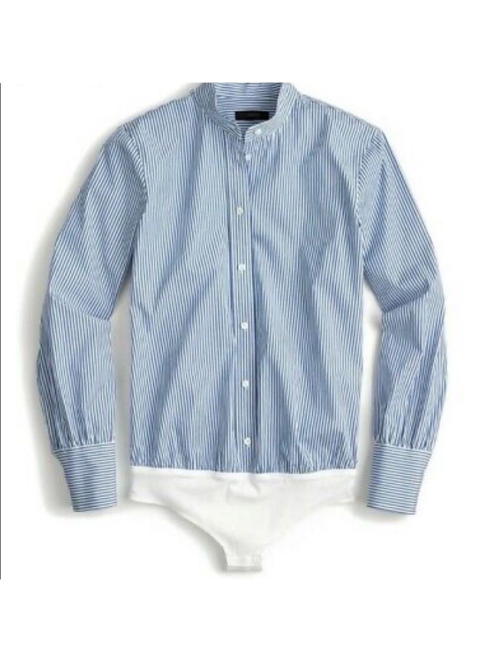 J. Crew Women’s Striped Blue Band-Collar Bodysuit Shirt